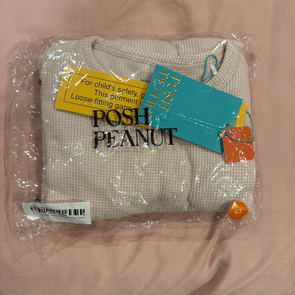 Posh Peanut Sandy Blush Waffle Long sleeve basic pajama - Size 6